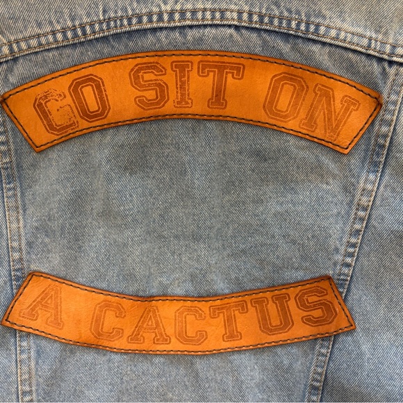 Understated Leather “Go Sit on a Cactus” Denim Jacket - Picture 6 of 6
